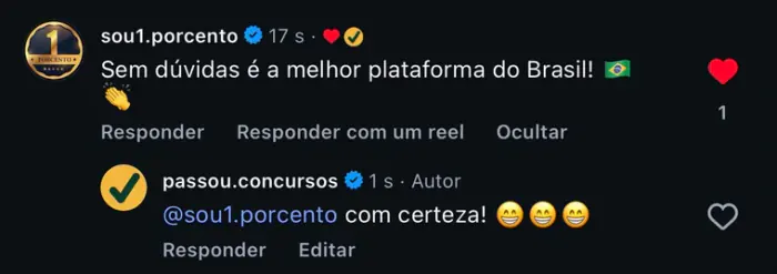 Feedback de aluno sobre a plataforma