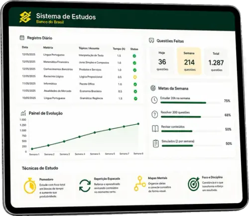Método Próximo Passo BB com estudo do dia e acompanhamento da evolução